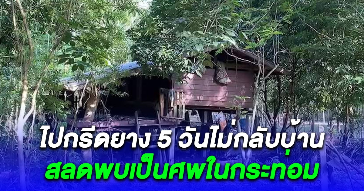 ญาติสงสัย หนุ่มใหญ่ไปกรีดยางผ่านไป 5 วันไม่กลับบ้านสักที ออกตามหาสุดท้ายพบเป็นศพในกระท่อมไม้สวนยางพารา