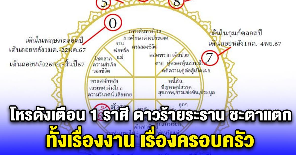 โหรดังเตือน 1 ราศี ดาวร้ายระราน ชะตาแตก ทั้งเรื่องงาน เรื่องครอบครัว