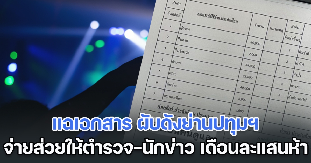 ผู้ประกาศข่าวดัง แฉเอกสาร ผับดังย่านปทุมฯ จ่ายส่วยให้ตำรวจ-นักข่าว เดือนละแสนห้า