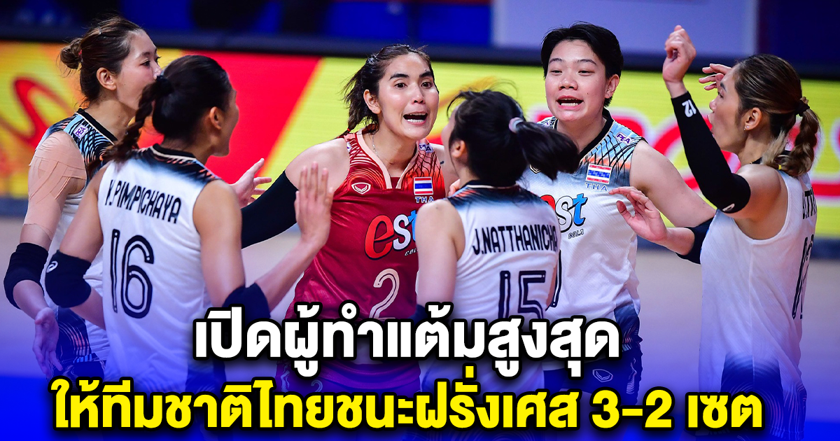 เปิดผู้ทำแต้มสูงสุด ให้ทีมชาติไทยชนะฝรั่งเศส 3-2 เซต โดดเด่นมาก