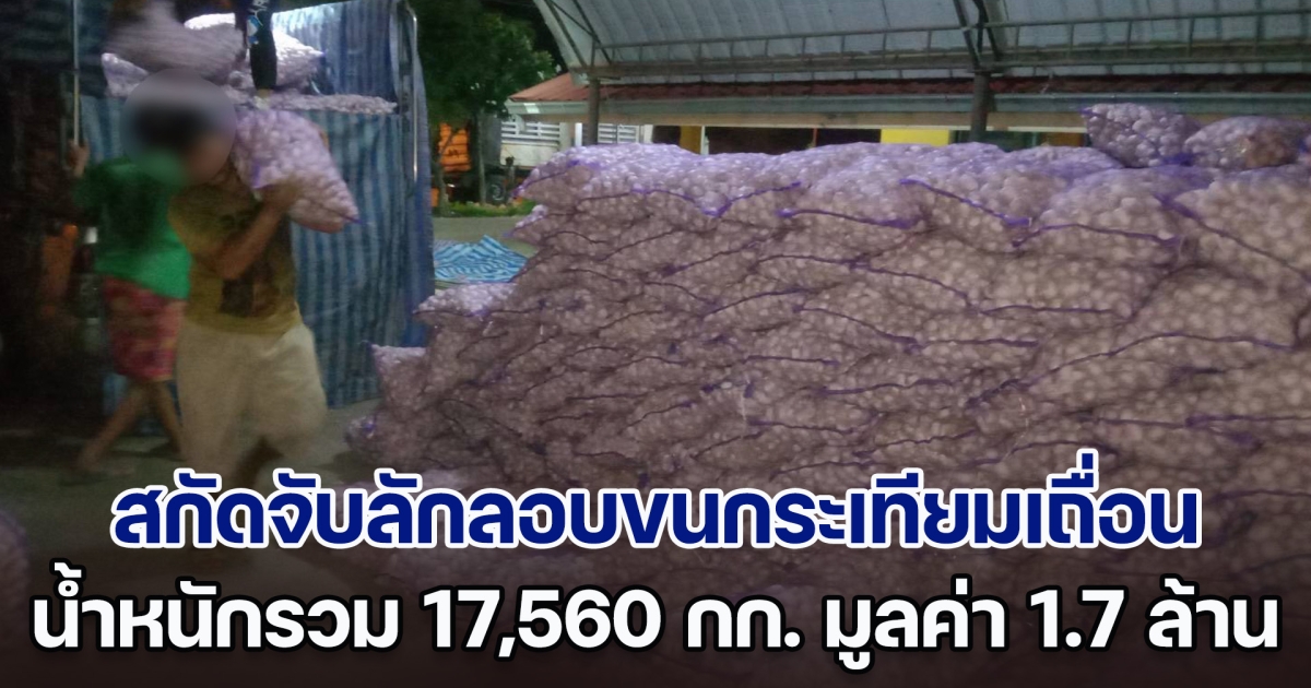 สกัดจับเครือข่ายลักลอบขนย้ายกระเทียมเถื่อน น้ำหนักรวม 17,560 กก. มูลค่ารวมกว่า 1.7 ล้านบาท