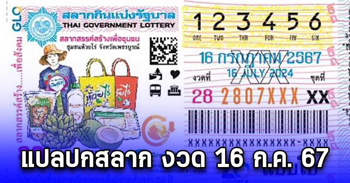 แปลปกสลาก งวด 16 ก.ค. 67