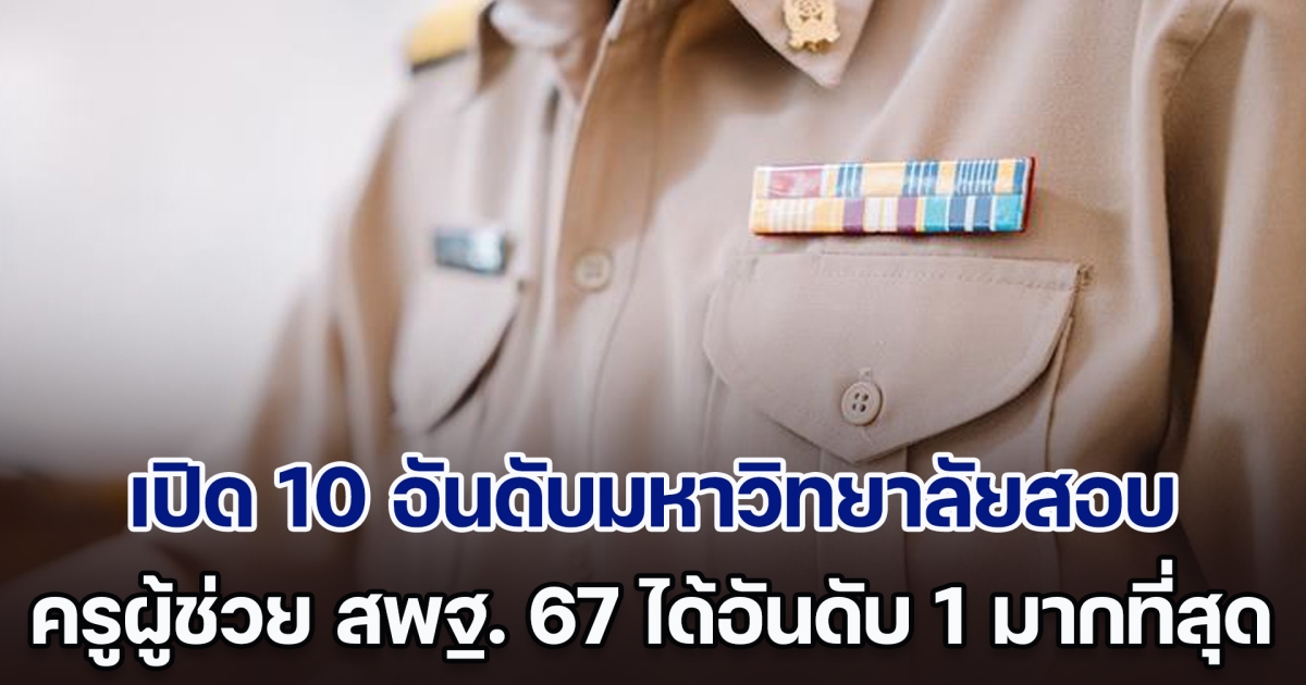 เปิด 10 อันดับ มหาวิทยาลัยสอบครูผู้ช่วย สพฐ. 67 ได้อันดับ 1 มากที่สุด