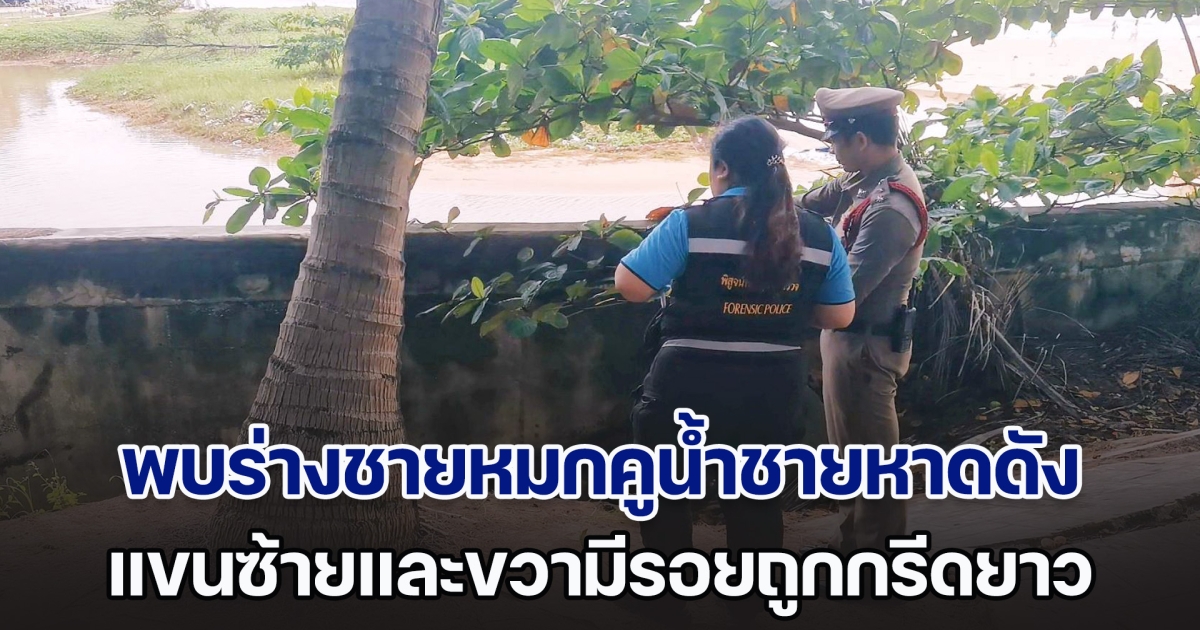 สยอง! พบร่างชายปริศนาหมกคูน้ำชายหาดดัง แขนซ้ายและขวามีรอยกรีดยาว ถูกทุบกกหู