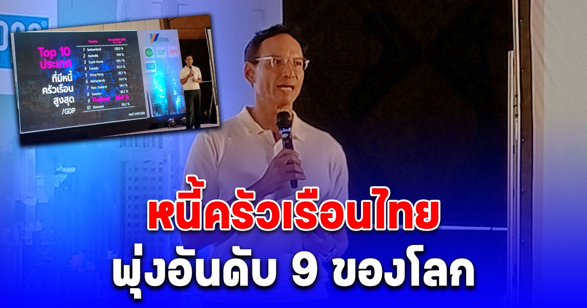 กรณ์ ห่วงหนี้ครัวเรือนไทยพุ่งอันดับ 9 ของโลก ขณะหนี้รัฐบาลเชื่อแบกรับได้