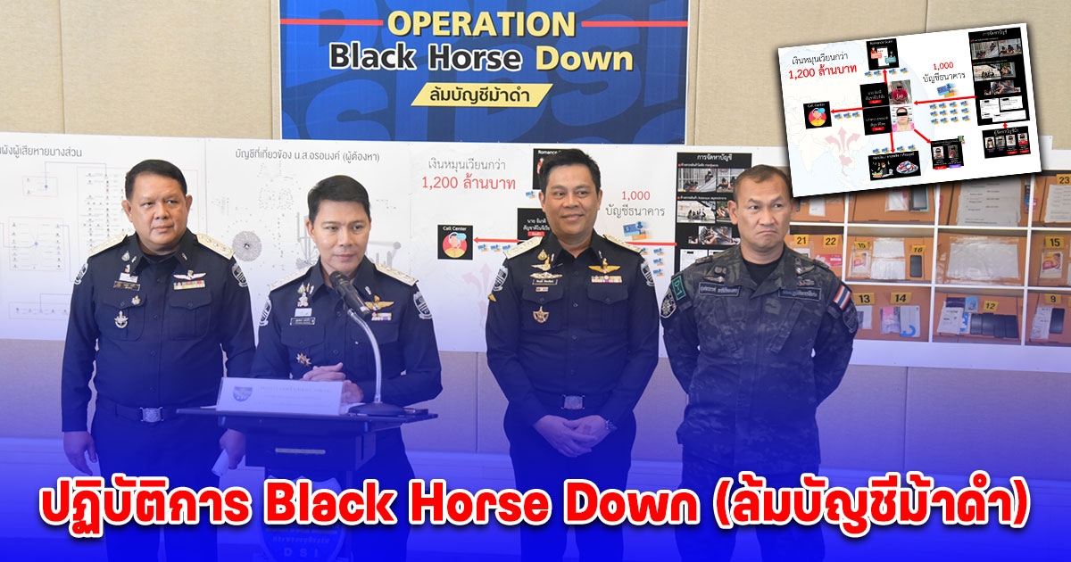 ดีเอสไอ สนธิกำลัง ปปง. และสถาบันนิติวิทยาศาสตร์ ปฏิบัติการ Black Horse Down (ล้มบัญชีม้าดำ)