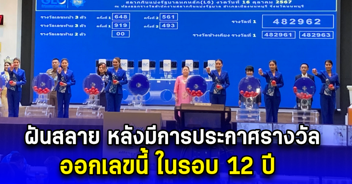 ฝันสลาย หลังมีการประกาศรางวัล ออกเลขนี้ ในรอบ 12 ปี