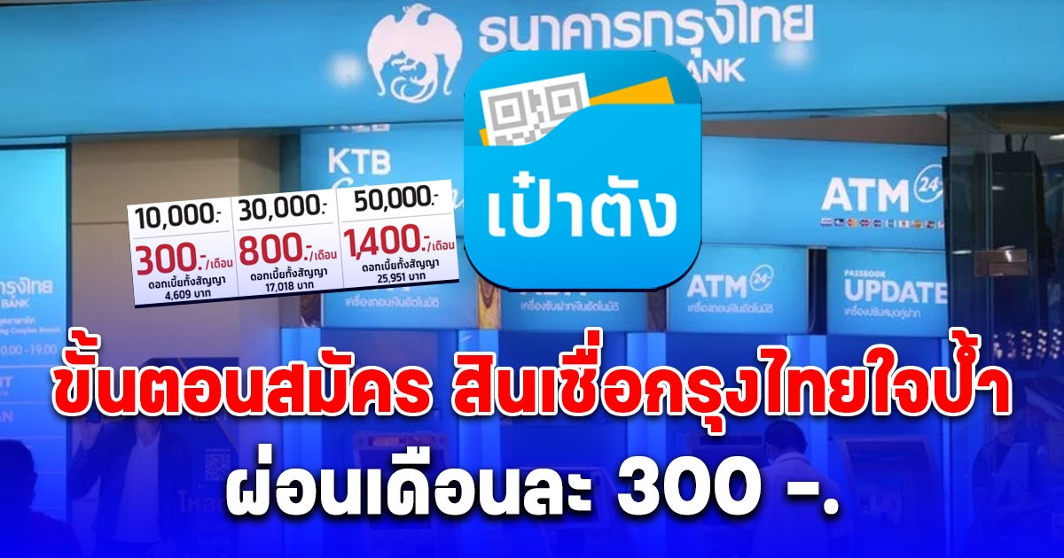 ให้กู้เฉพาะที่จำเป็น ขั้นตอนสมัคร กรุงไทยใจป้ำ สินเชื่อสูงสุด 1 ล้าน