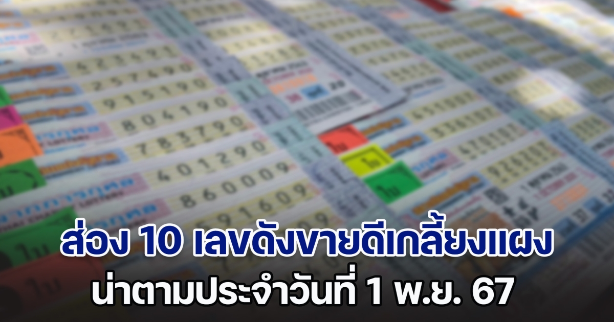 ส่อง 10 เลขดังขายดีเกลี้ยงแผง น่าตามประจำวันที่ 1 พ.ย. 67