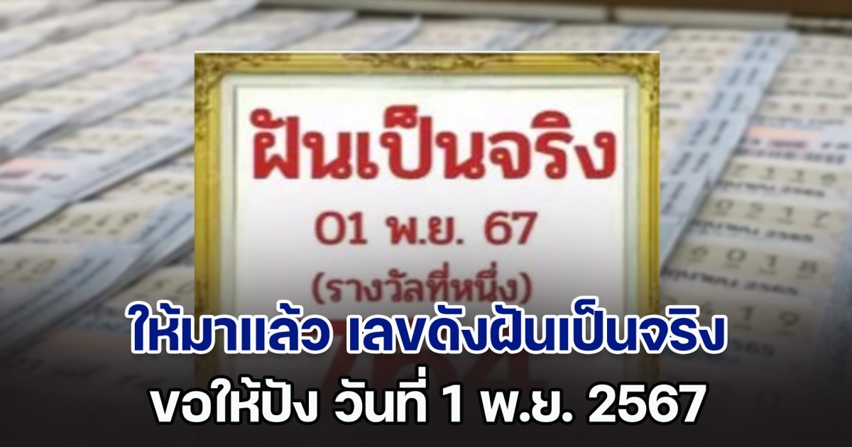 ปล่อยออกมาจนได้ เลขดังฝันเป็นจริง ขอให้ปัง วันที่ 1 พ.ย. 67