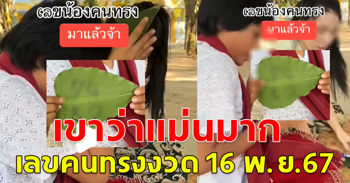 เลขคนทรง 16 พ.ย.67 โปรดใช้วิจารณญาณ