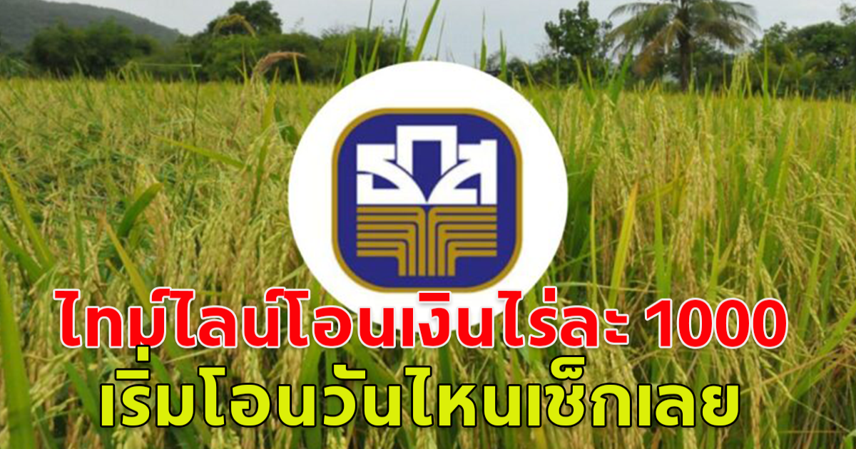 ไทม์ไลน์โอนเงินไร่ละ 1,000 เริ่มโอนวันไหนเช็กเลย