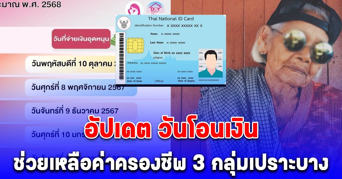 อัปเดต วันโอนเงิน 3 กลุ่มเปราะบาง เดือน ก.พ. 68 ลุ้นปรับเพิ่มเงินช่วยเหลือ อัตราใหม่ 1 ต.ค.68 นี้