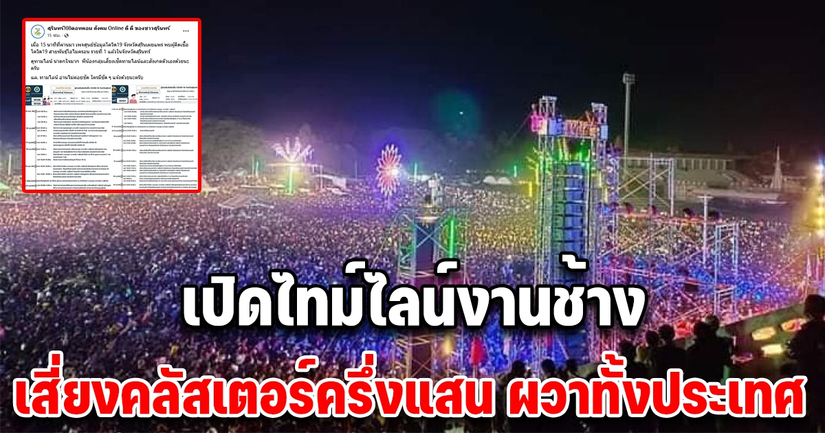 ไทม์ไลน์ งานช้าง คอนเสิร์ต ปู พงษ์สิทธิ์ คลัสเตอร์โอมิครอนครึ่งแสน