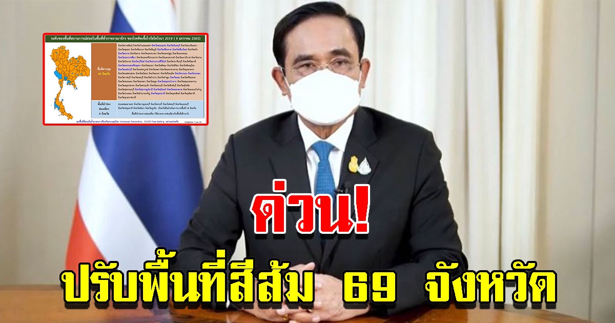 ศบค. ปรับพื้นที่สีส้ม 69 จังหวัด