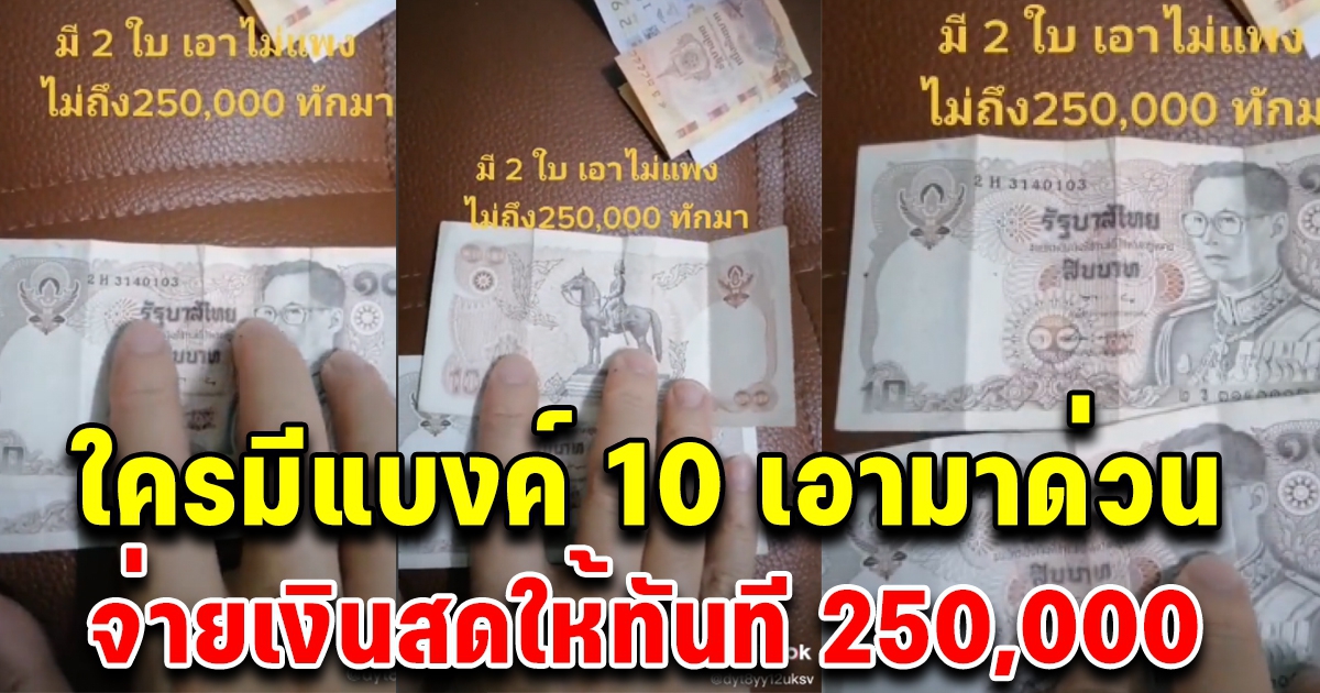 หนุ่มประกาศ มีแบงค์ 10 บ.เอามาให้ผมเลย จ่ายงินสดทันที 250,000