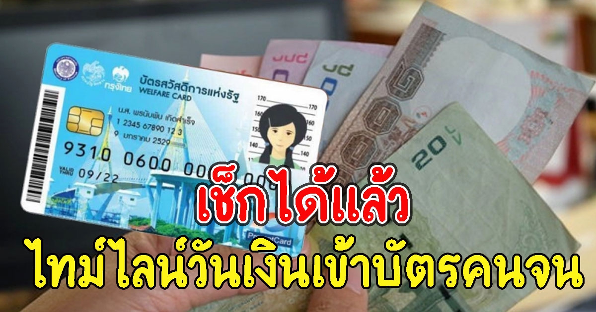 เช็กได้แล้ว ไทม์ไลน์วันเงินเข้าบัตรคนจน รับเงินเพิ่ม 3 เดือน