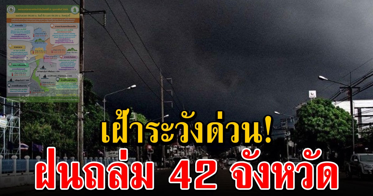 กรมอุตุฯ เตือนฝนถล่ม 42 จังหวัด กทม.ก็โดน อุณหภูมิลดอีก