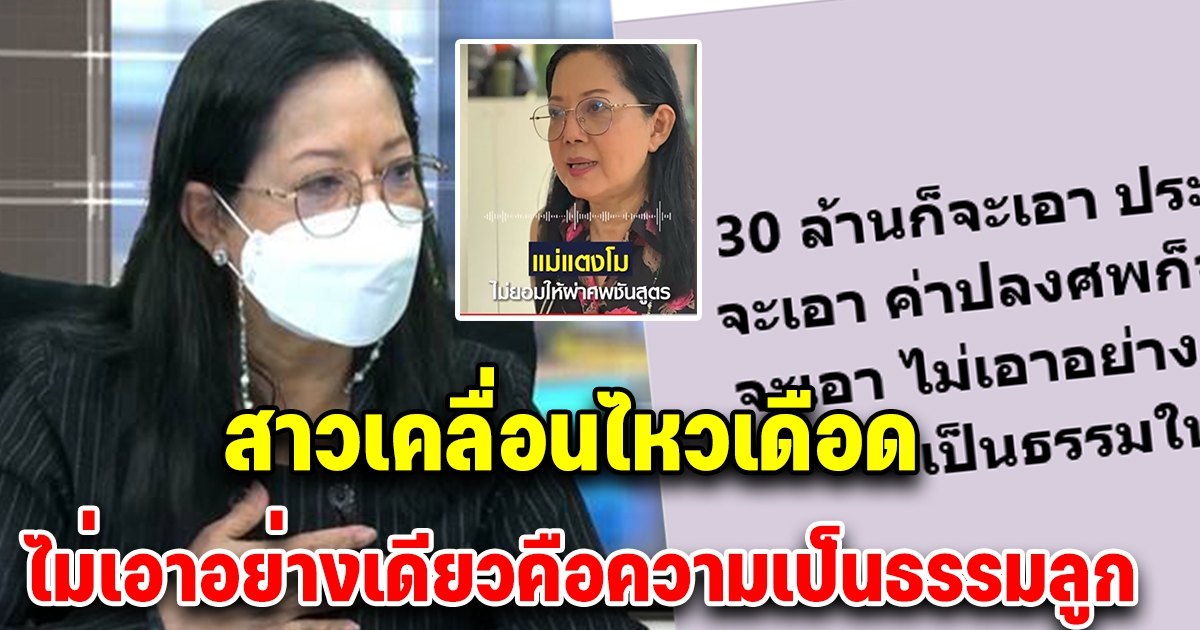 สาว โพสต์เดือด 30 ล้านก็จะเอา ประกันก็จะเอา มรดกก็จะเอา ไม่เอาแต่ความเป็นธรรมลูก