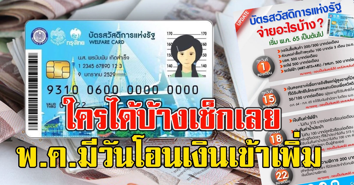 ใครได้บ้างเช็กเลย บัตรคนจน เดือน พ.ค.มีวันโอนเงินเข้าเพิ่ม