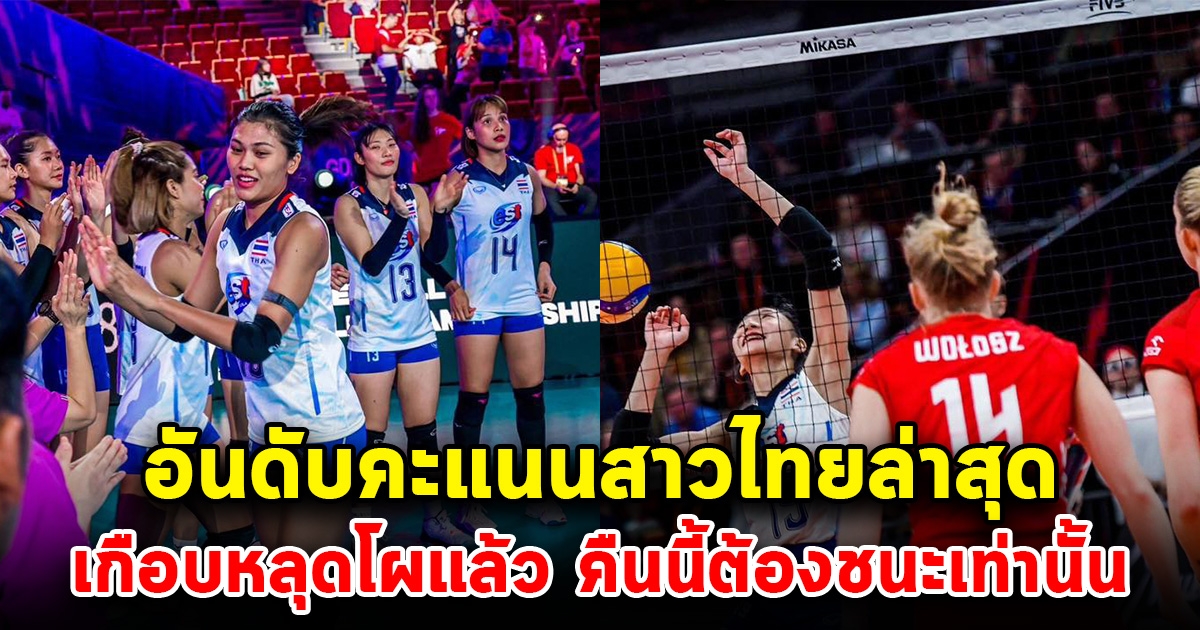 เปิดอันดับคะแนนของสาวไทยล่าสุด หลังแพ้โปแลนด์ เกือบหลุดโผ คืนนี้ต้องชนะเท่านั้น