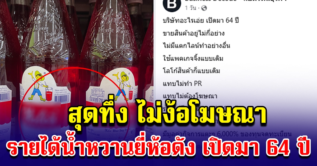 สุดยอดมาก เปิดรายได้ น้ำหวานยี่ห้อดัง แบบแทบไม่ต้องโฆษณา