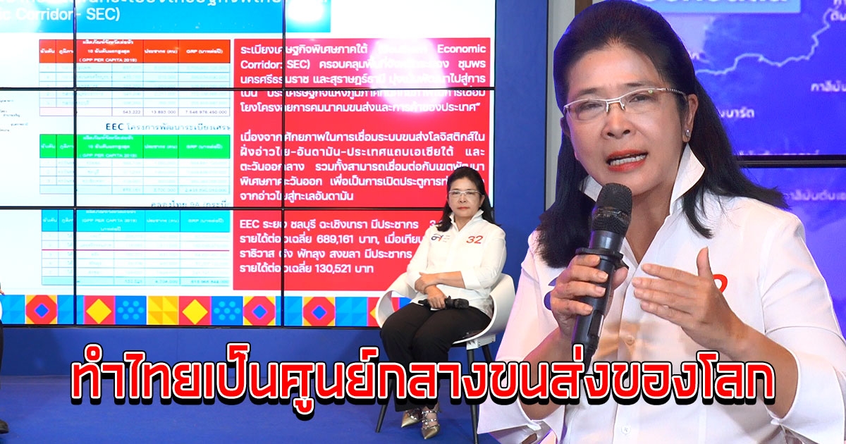 หญิงหน่อย ประกาศทำไทยเป็นศูนย์กลางขนส่งของโลก ผลักดัน คลองไทย เพื่อให้เป็น New Economic Corridor ดึงดูดการลงทุนจากทั่วโลก